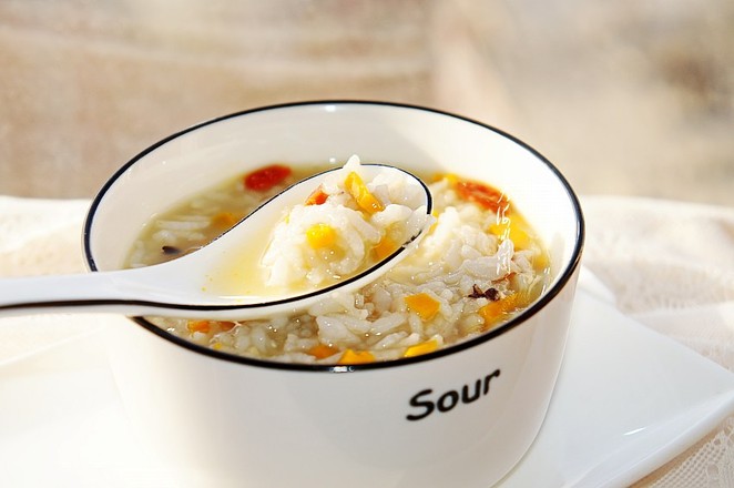 Pumpkin, Wolfberry and Multi-grain Rice Porridge recipe