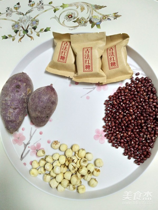 Red Bean Purple Sweet Potato Lotus Seed Soup recipe
