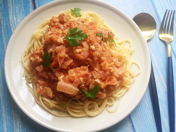 Spaghetti with Tomato Meat Sauce recipe