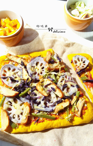 Grilled Chicken Lotus Root Pizza recipe