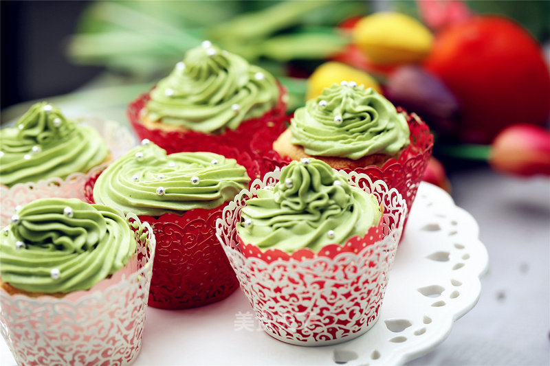 #aca烤明星大赛# Oil-free and Low-sugar Matcha Cupcakes recipe