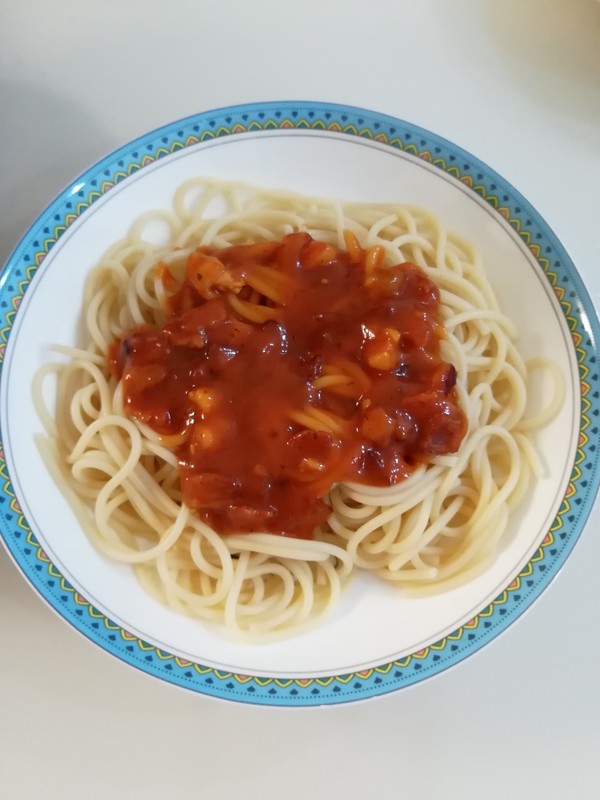Spaghetti with Bacon Meat Sauce recipe