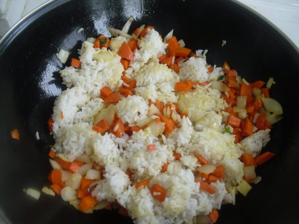 Carrot Onion Egg Fried Rice recipe