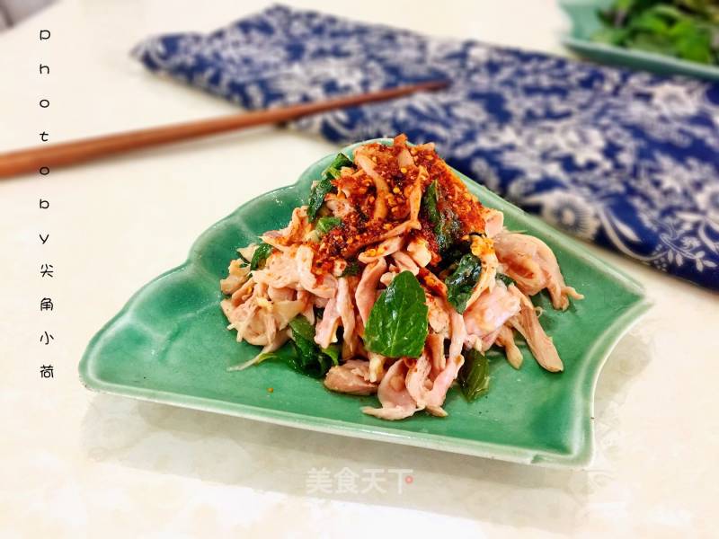 #春食野菜香# Spicy Mint Chicken Shreds recipe