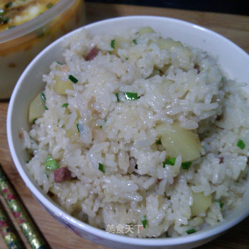 Quick Cooking-potato and Bacon Braised Rice recipe