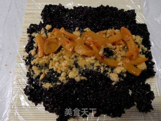 Steamed Black Glutinous Rice with Fried Dough Sticks recipe