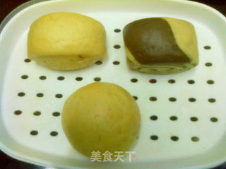 The Making Process of Distilled Jam Colorful Steamed Buns recipe