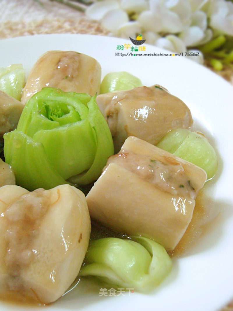 Pleurotus Eryngii Stuffed with Scallop and Abalone Sauce recipe