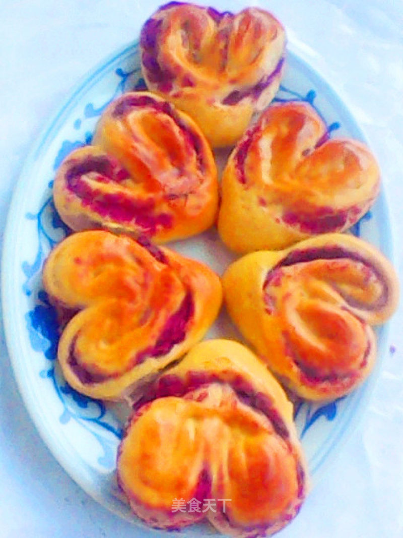 Purple Sweet Potato Heart-shaped Bread recipe