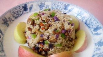 Fried Rice with Vegetable Sauce and Diced Pork recipe