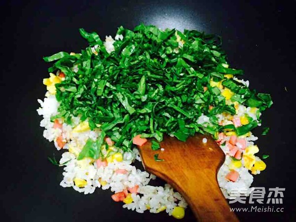 Fried Rice with Kale Ham and Egg recipe
