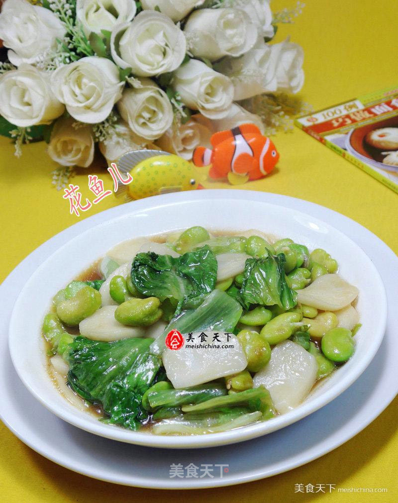 Stir-fried Rice Cake with Lettuce and Broad Beans recipe