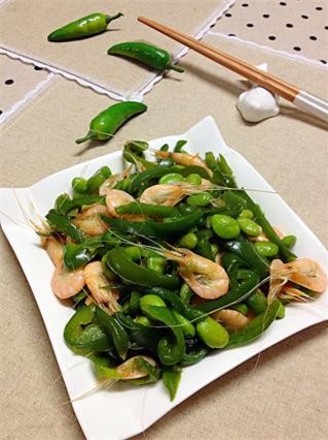 Green Pepper Edamame Millet Shrimp recipe