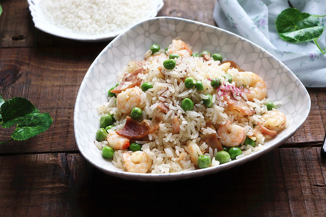 Fried Rice with Bacon and Pea recipe