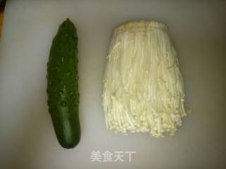 Enoki Mushroom Mixed with Cucumber recipe