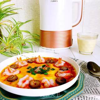 Soy Milk, Sea Cucumber and Shrimp Stewed Egg recipe