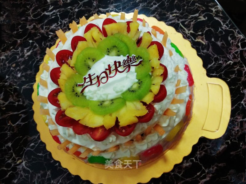 Creamy Fruit Birthday Cake recipe