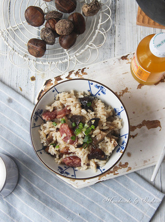 Braised Rice with Mushrooms, Sausage and Chestnut