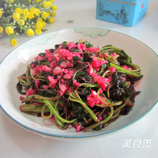 Stir-fried Amaranth with Minced Garlic recipe