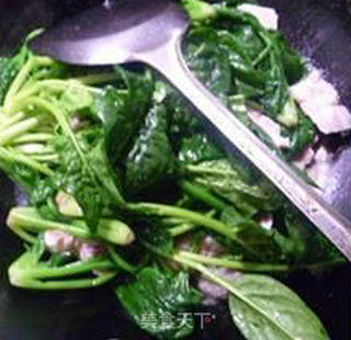 Stir-fried Spinach with Mantis Shrimp recipe