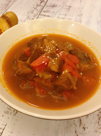 Sweet and Sour Appetizing Tomato Sirloin Soup recipe