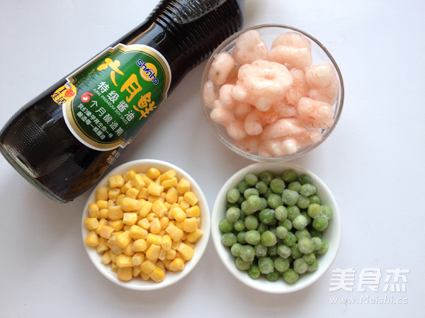 Fried Shrimp with Corn and Peas recipe