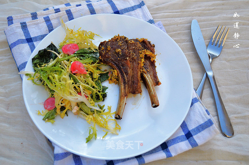 [xinwei Cook Trial] French Lamb Chops and Vegetable Salad recipe