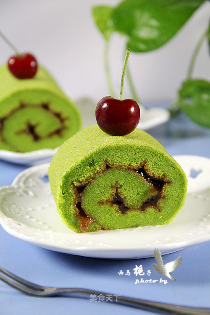 #aca烤明星大赛#spinach Cake Roll recipe