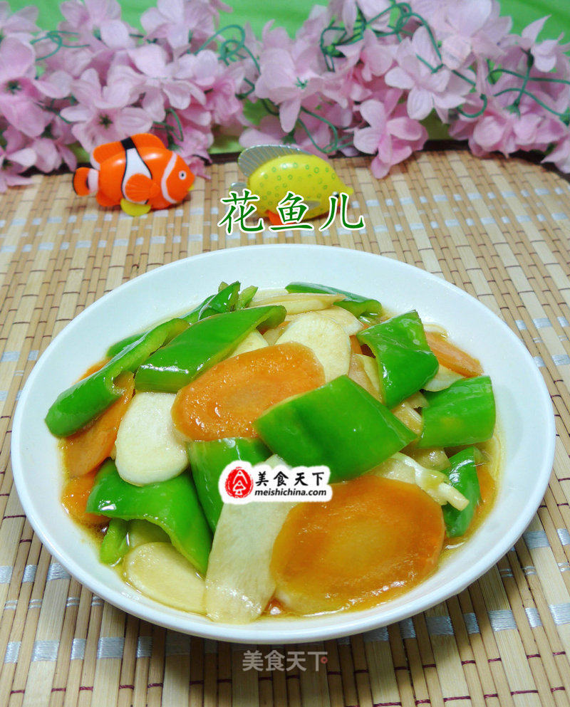 Stir-fried Rice White with Peppers and Carrots recipe