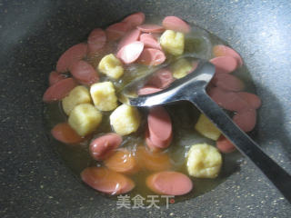 Boiled Vermicelli with Small Oil Tofu and Ham recipe