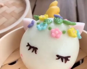 2 Cute Unicorn Cartoon Creative Milk-flavored Buns (hand-kneading Formula) recipe