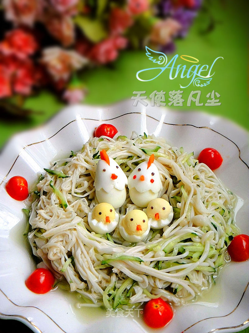 Happy Little Chicken Family-enoki Mushroom recipe