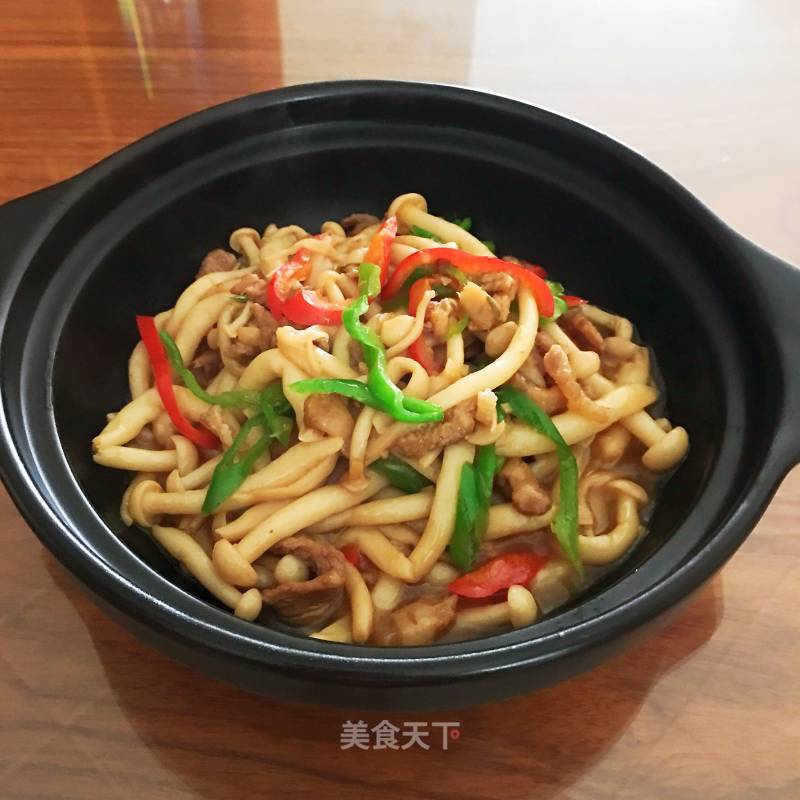 Stir-fried Shredded Pork with White Jade Mushroom recipe