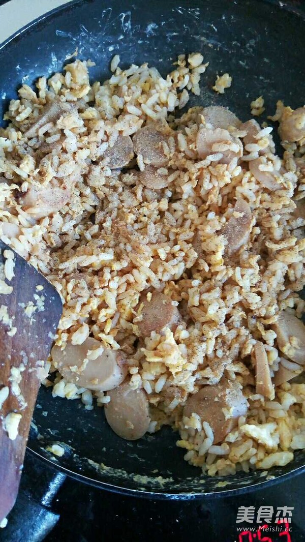 Fried Rice with Black Pepper Sausage and Egg recipe