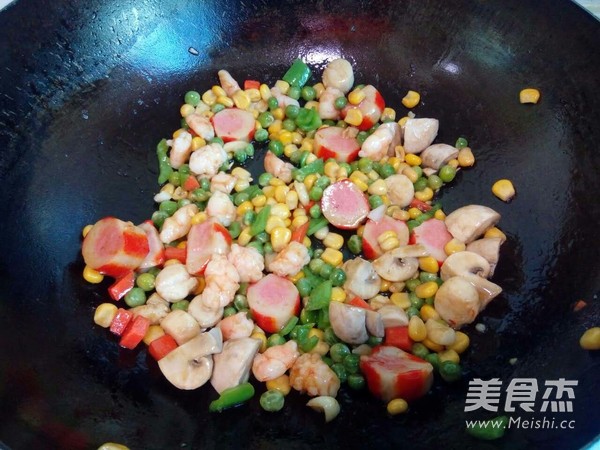 Seafood Fried Rice Cake recipe