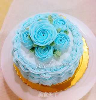 Pink Blue Rose Cream Cake recipe