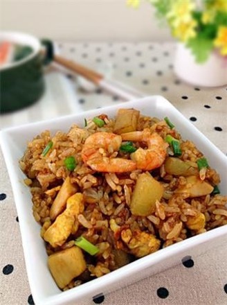 Fried Rice with Shrimp and Chayote Soy Sauce