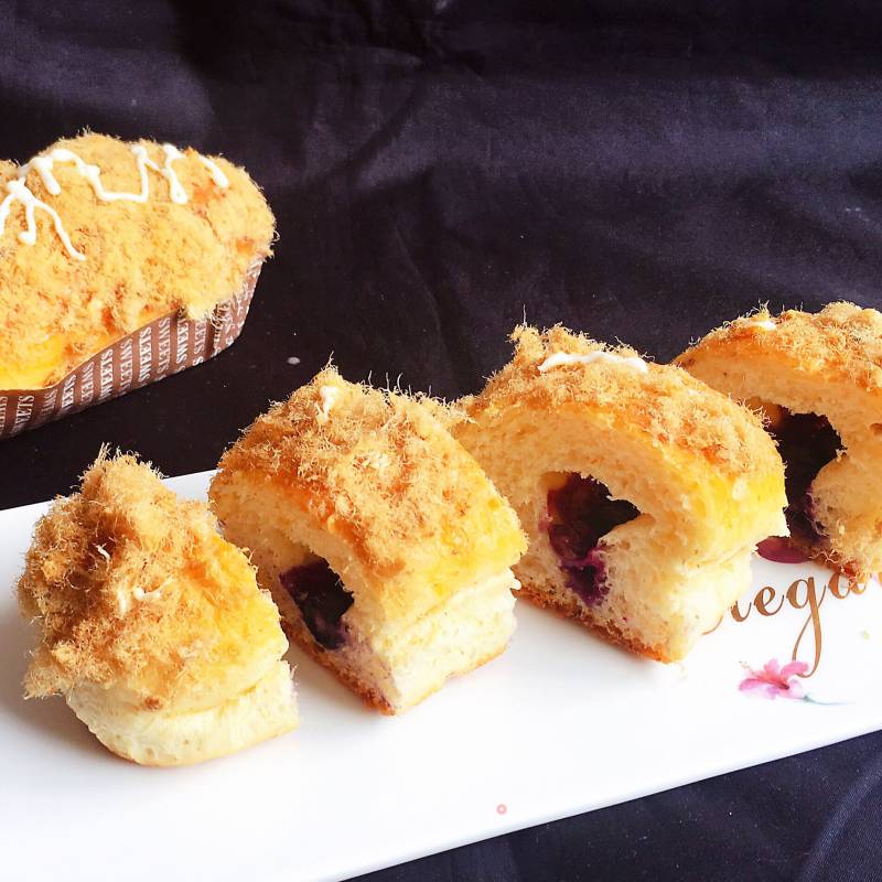 Pork Floss Blueberry Bread recipe