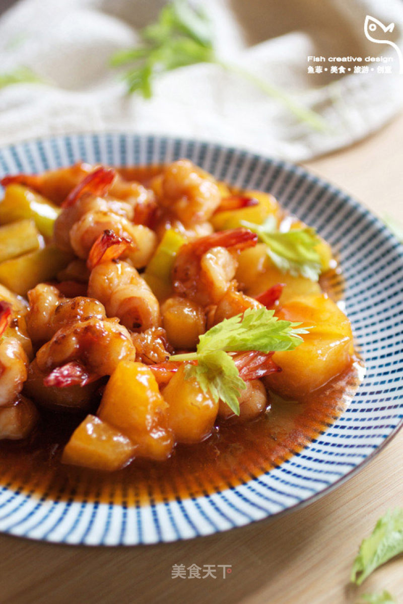 Sweet and Spicy Shrimp with Honeydew Osmanthus recipe