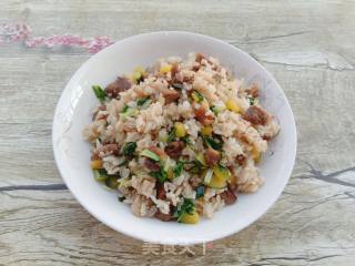 Pumpkin Fried Rice with Braised Pork and Vegetables recipe