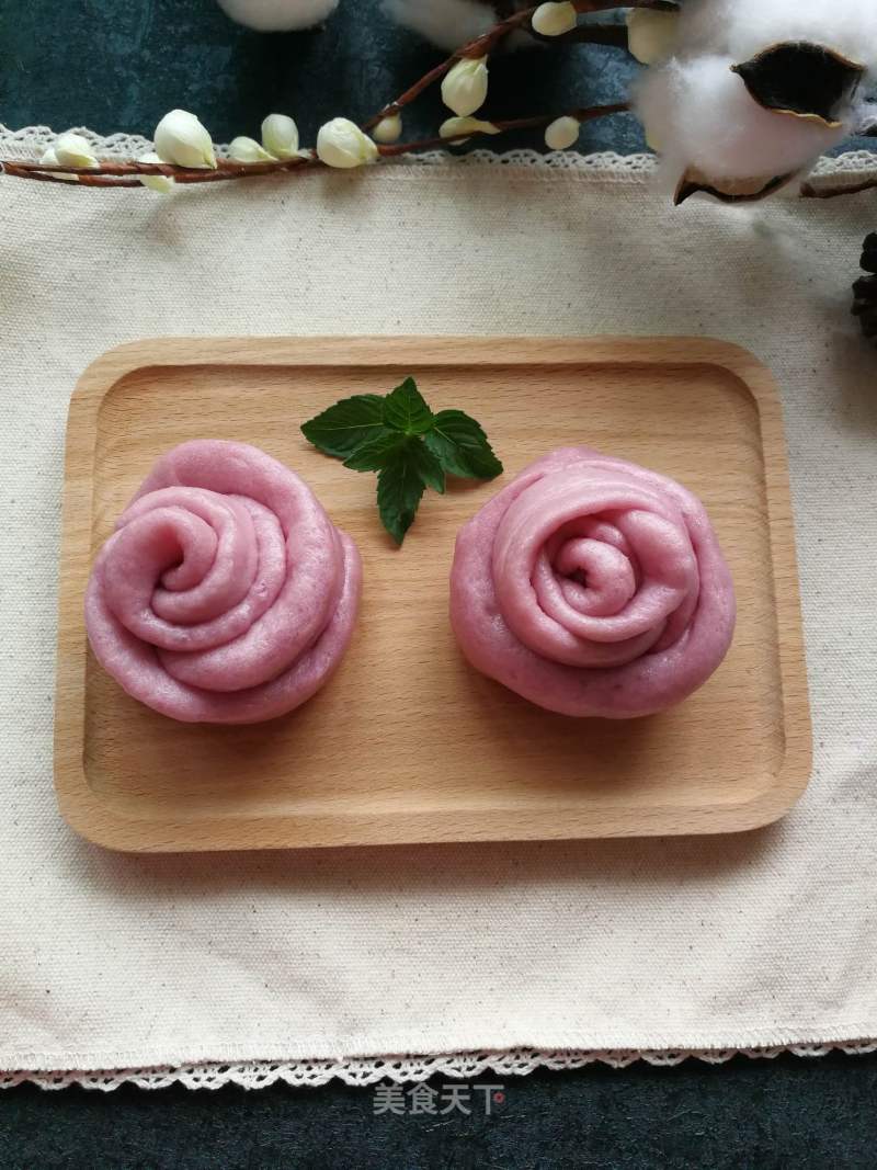 Creamy Purple Sweet Potato Rose Roll recipe
