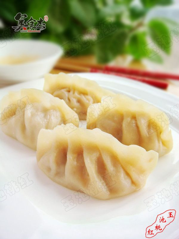 Steamed Dumplings with Pork and Green Onion Noodles recipe