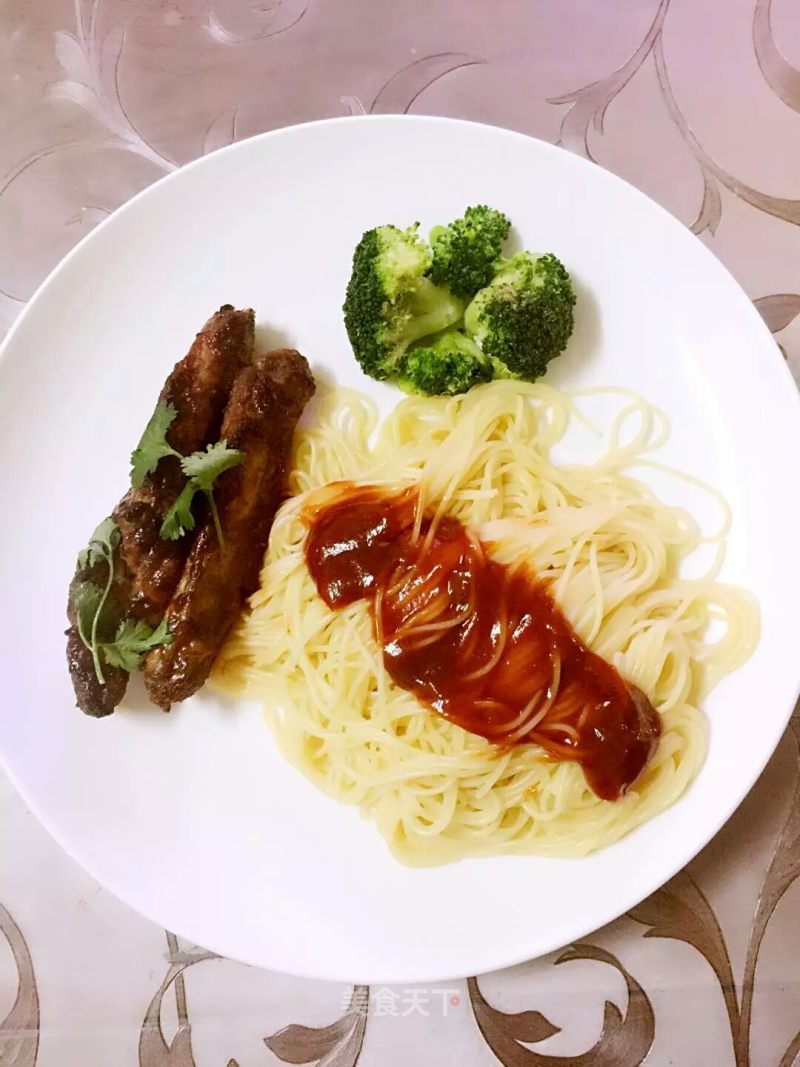 Grilled Pork Chop with Pasta