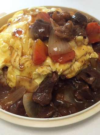 Japanese Style Beef Omelet Rice recipe