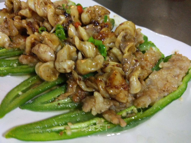 Fried Stuffed Peppers and Braised Fish Bubbles recipe
