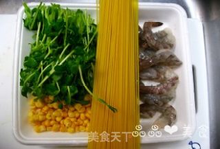 Pasta with Japanese Style Corn and Shrimp recipe