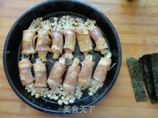 Bacon Roll with Enoki Mushroom recipe