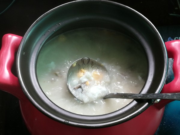Salted Egg Congee with Squid and Oyster Sauce recipe