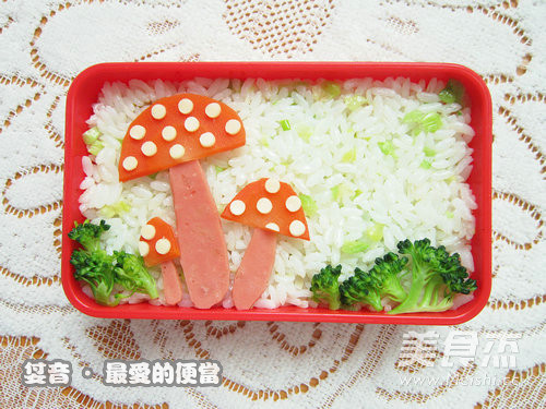 Cartoon Mushroom Cute Bento recipe