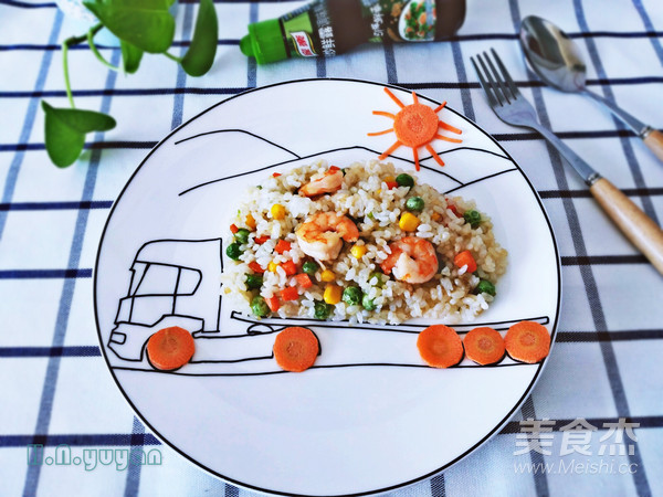 Shrimp Multicolored Fried Rice recipe